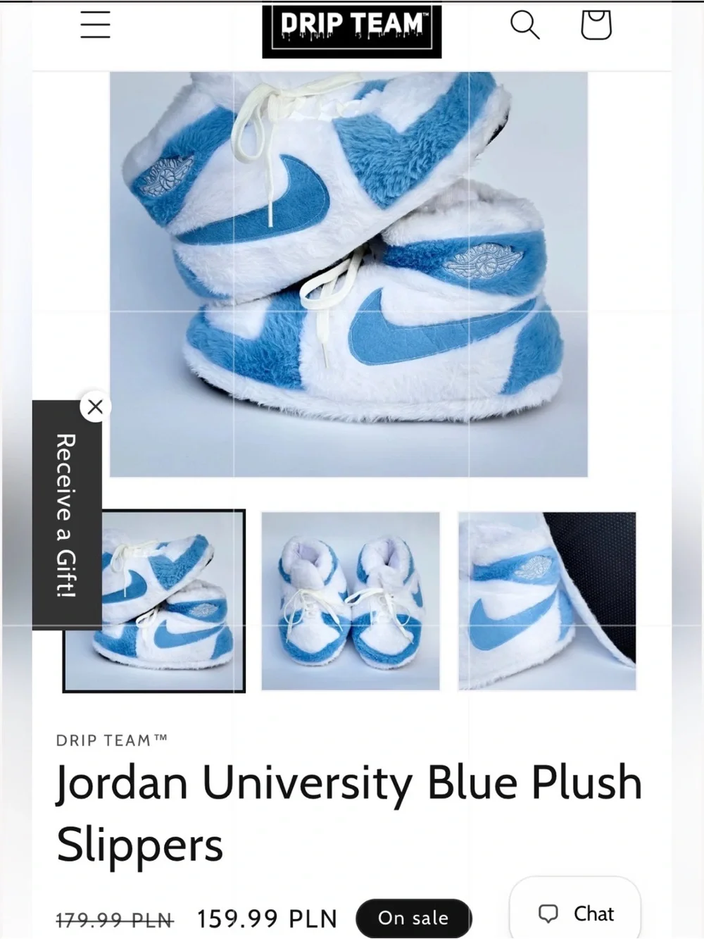 Air Jordan Nike Plush Slippers in University Blue and White